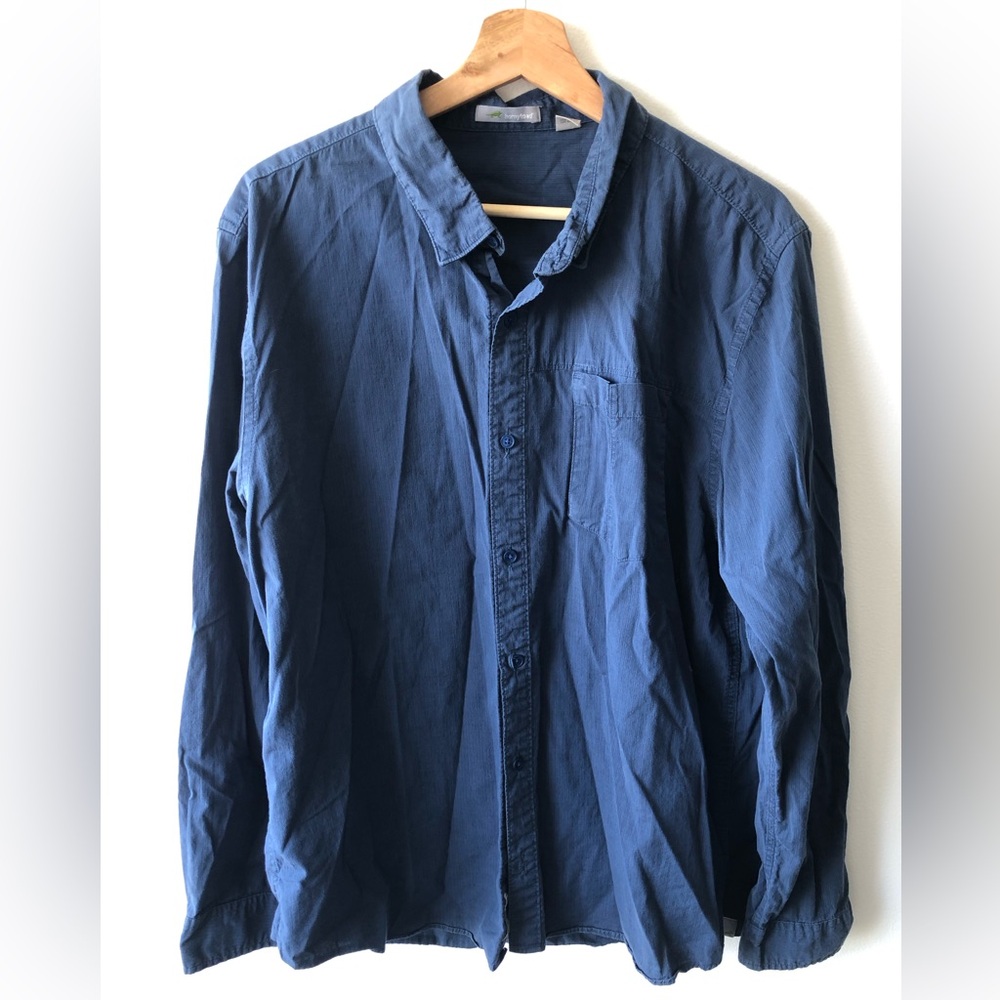 [L] Horny Toad Blue Button Down Shirt Hiking Camping Cotton